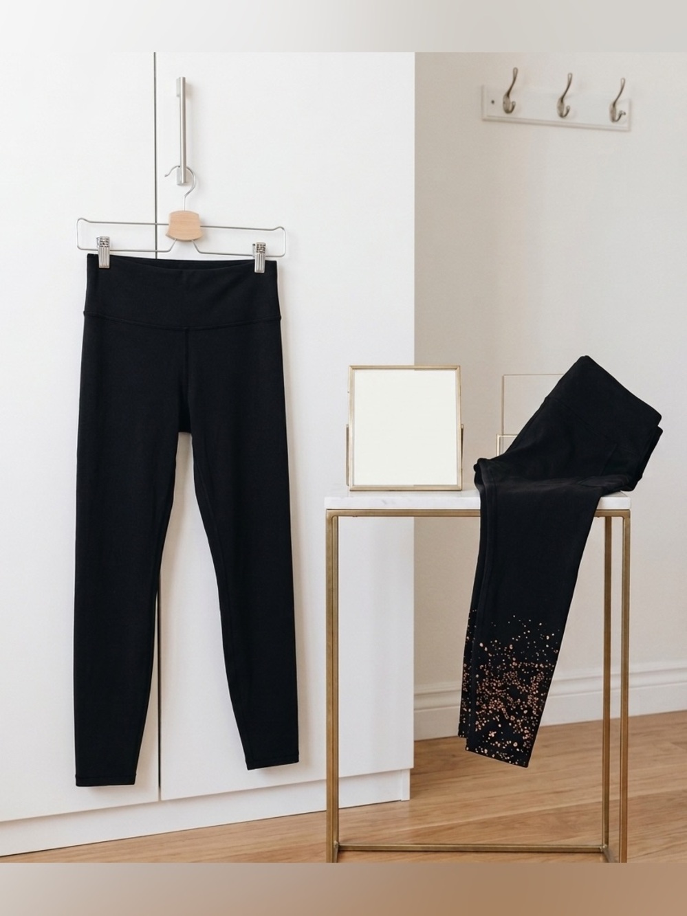 Bundle 2 Pairs Black Leggings Size M & MP Petite Medium Rose Gold Sparkle